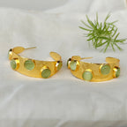 Sage Stone Hammered Wide Hoops