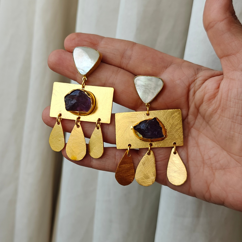 Boho Luxe MOP and Amethyst Chandelier