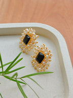 Royal Black Pearl Burst Studs