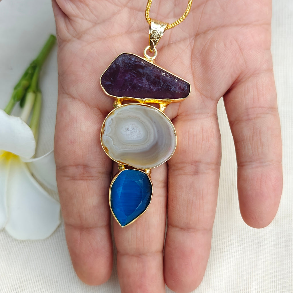 Gemstone Trio Pendant Chain