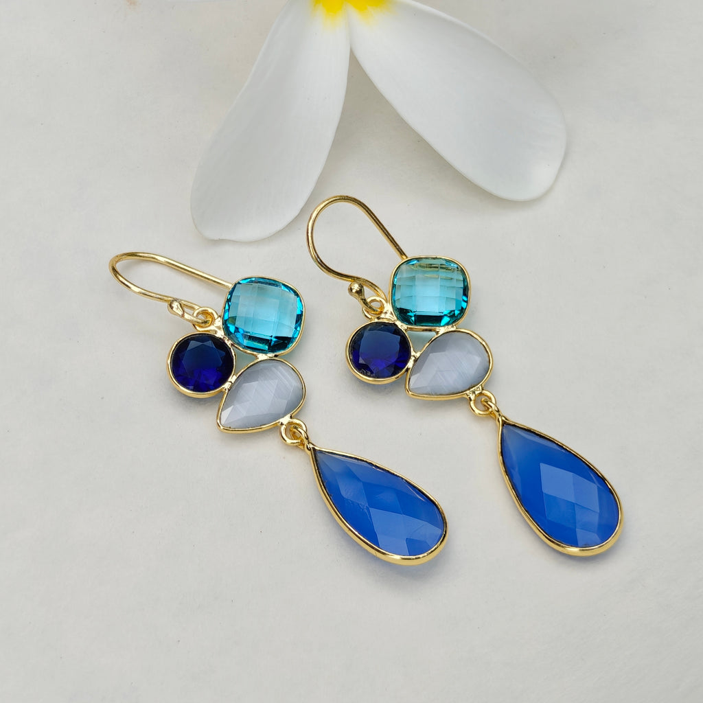 Rainbow Cluster Drop earrings