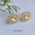 92.5 Sterling Silver Crystal Polki chandramukhi studs - Gold