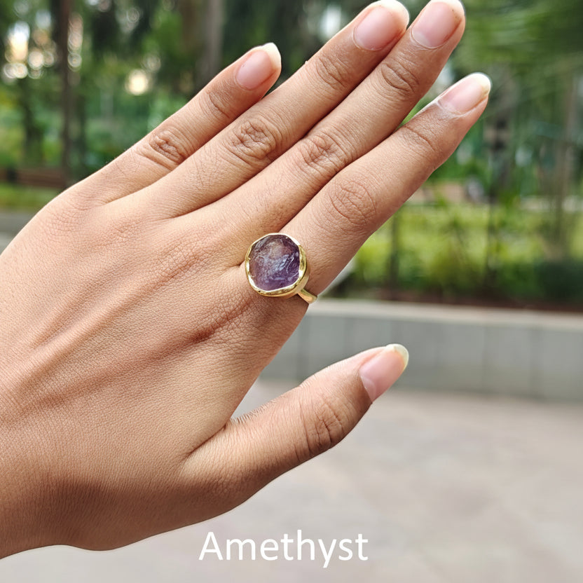 Natural Stone Button finger ring