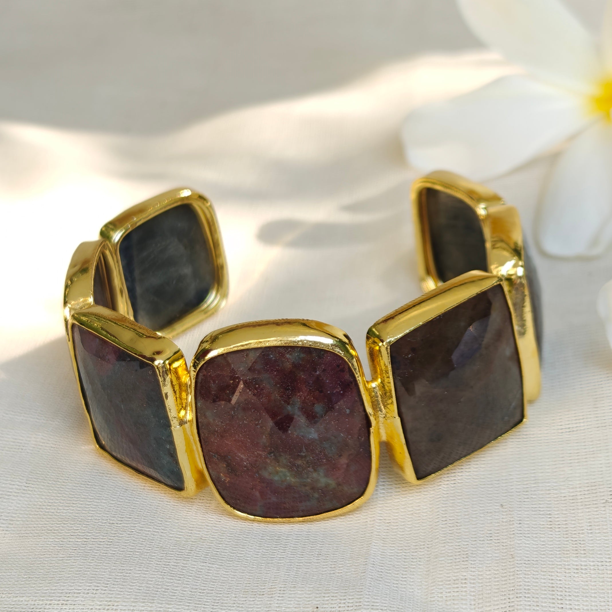 Faceted Bloodstone Statement Cuff