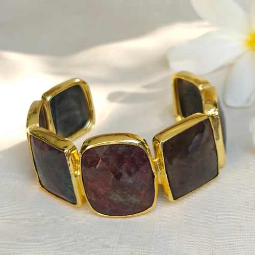 Faceted Bloodstone Statement Cuff