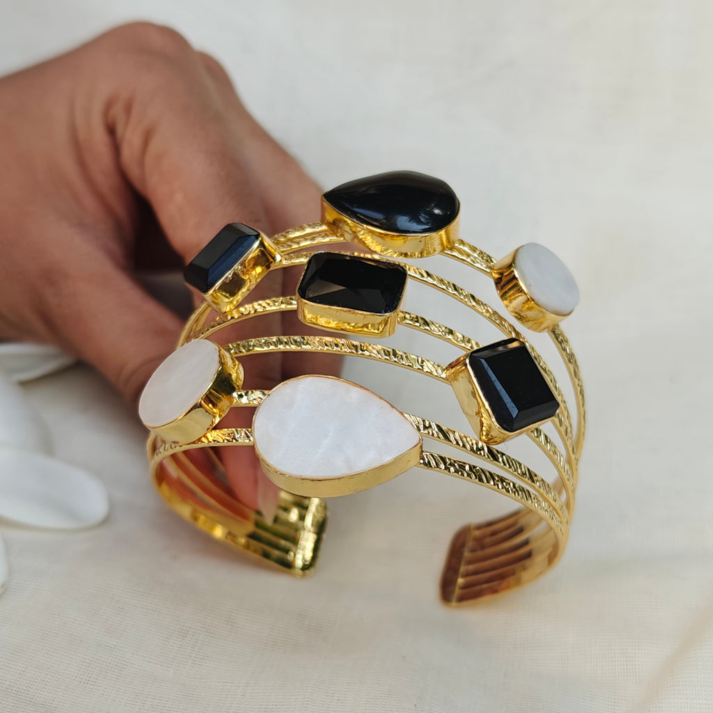 Monochrome Mosaic Wide Cuff bracelet