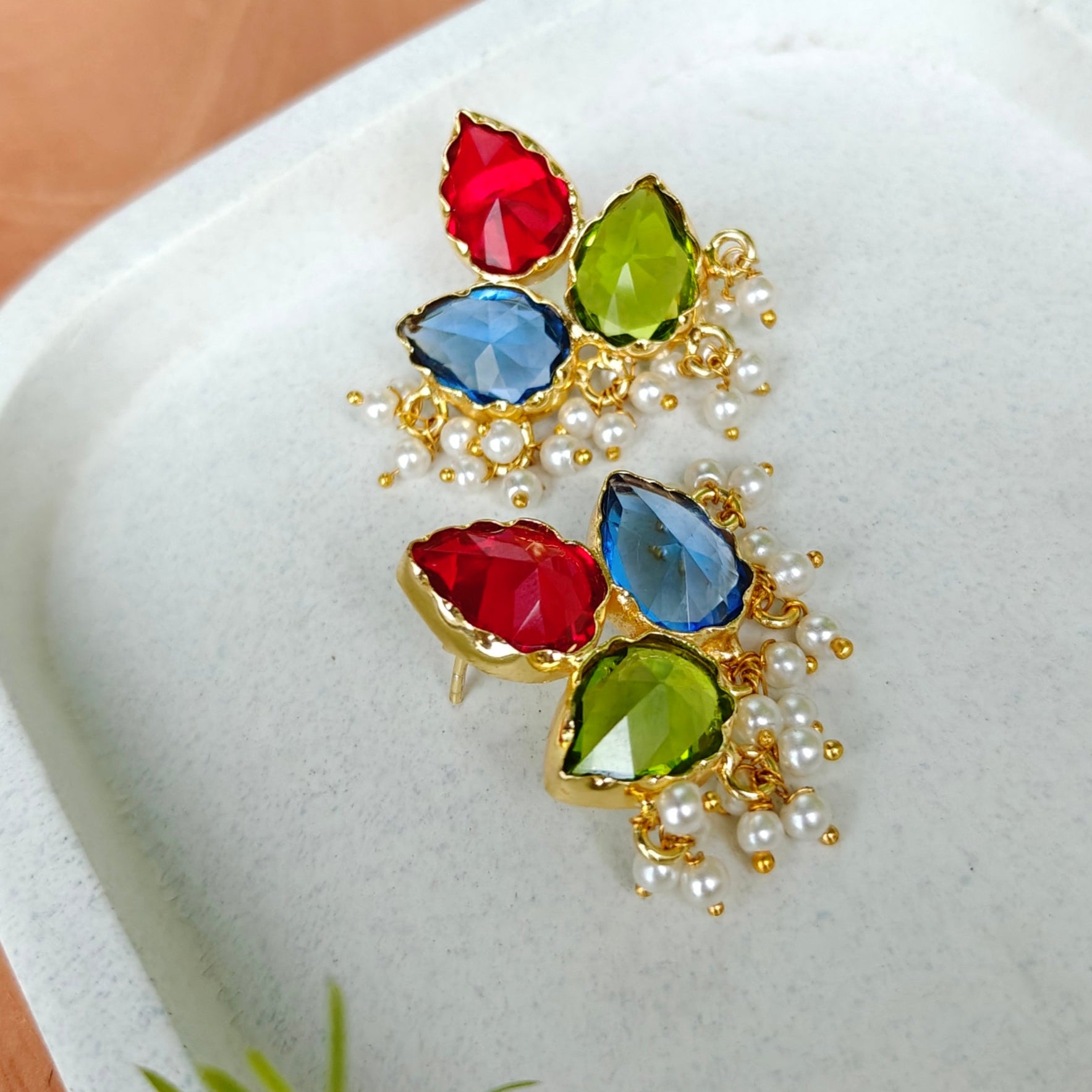 Tri-color Sparkle Earrings - vibrant