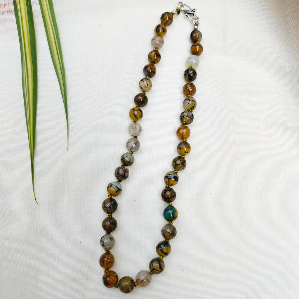 Agate beads short necklace