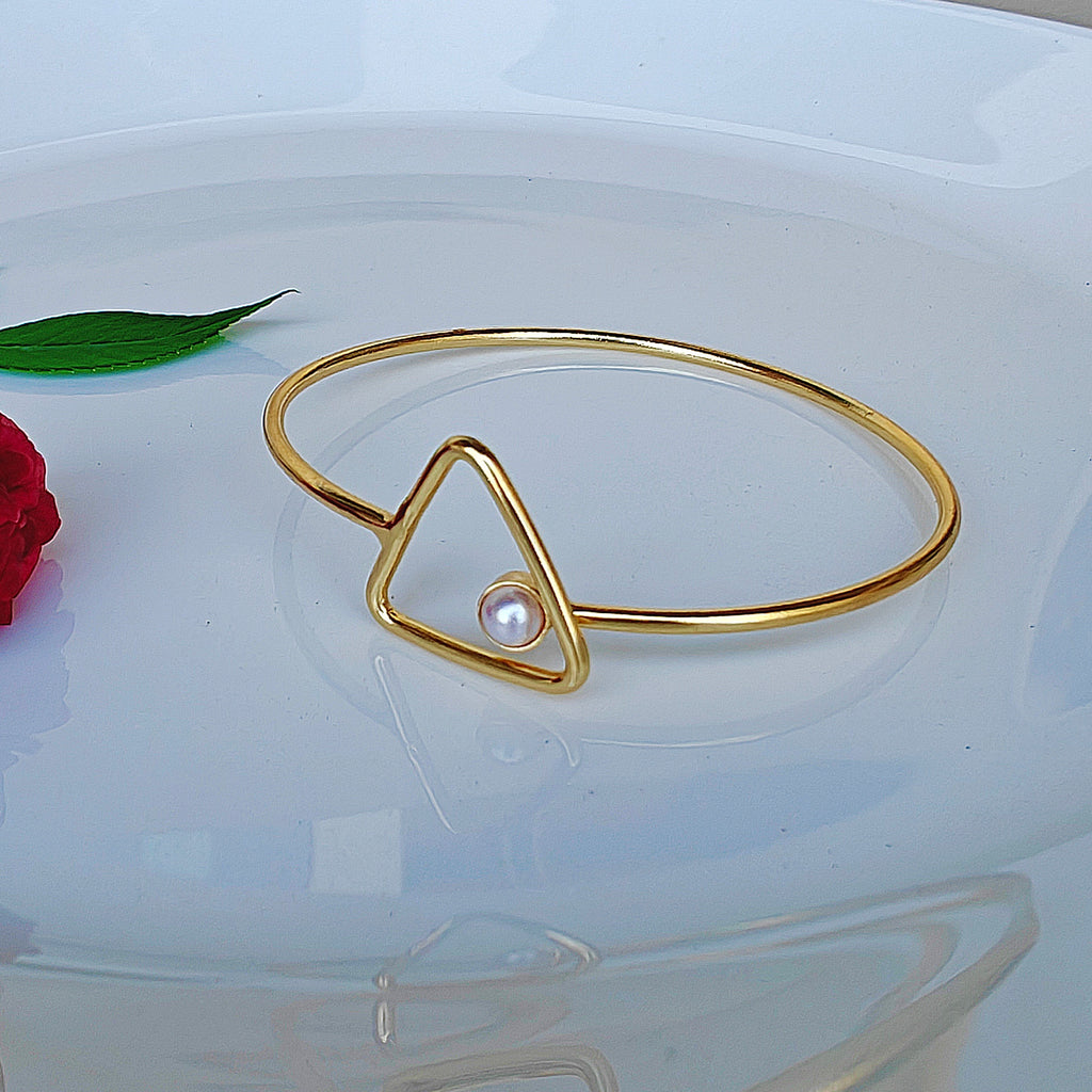 Slim Triangle and Pearl open bangle