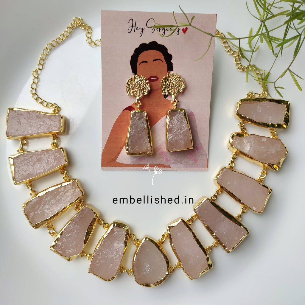 Rose Quartz Cleopatra Necklace Set