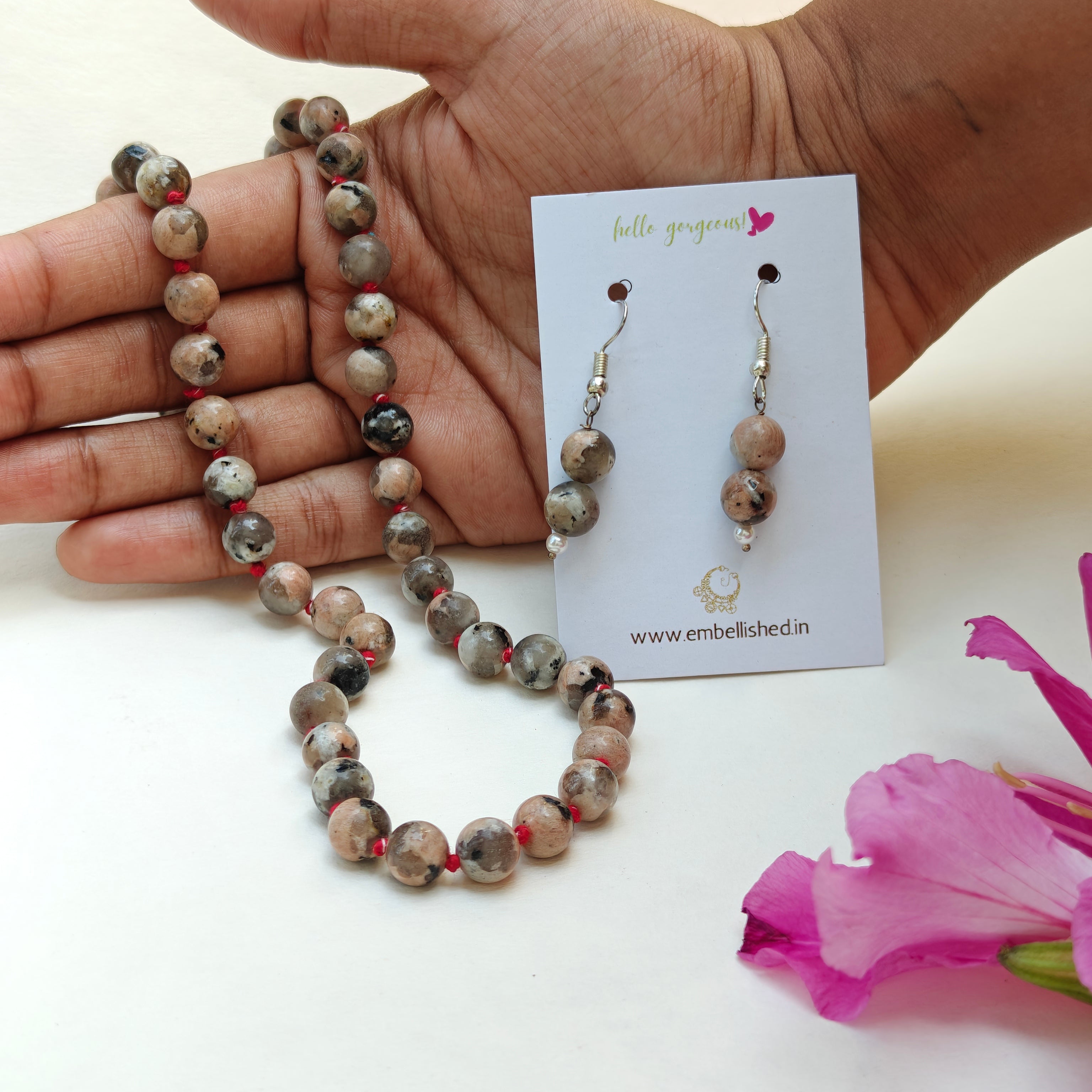 Natural stones beaded necklace and danglers