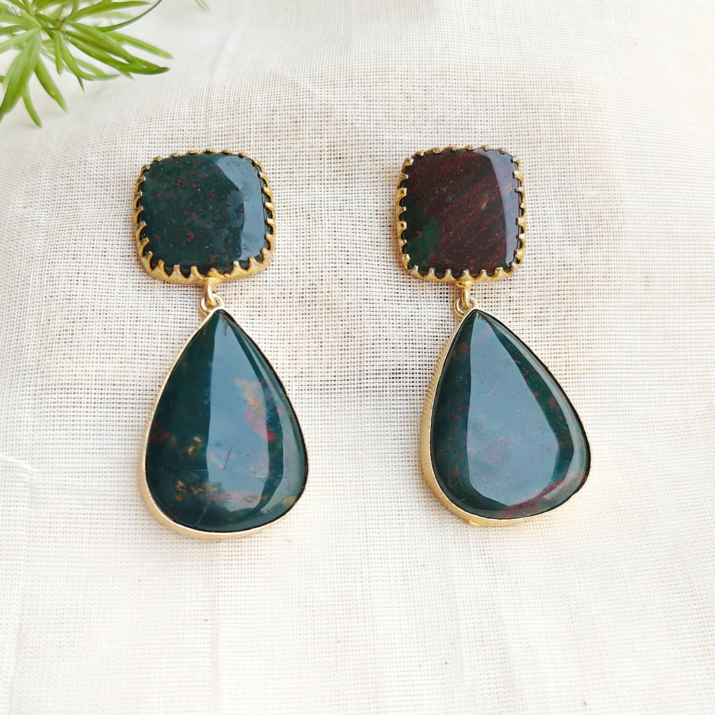 Large Bloodstone drop earrings