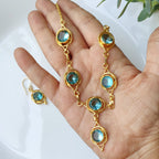 Cyan sparkle princess necklace set