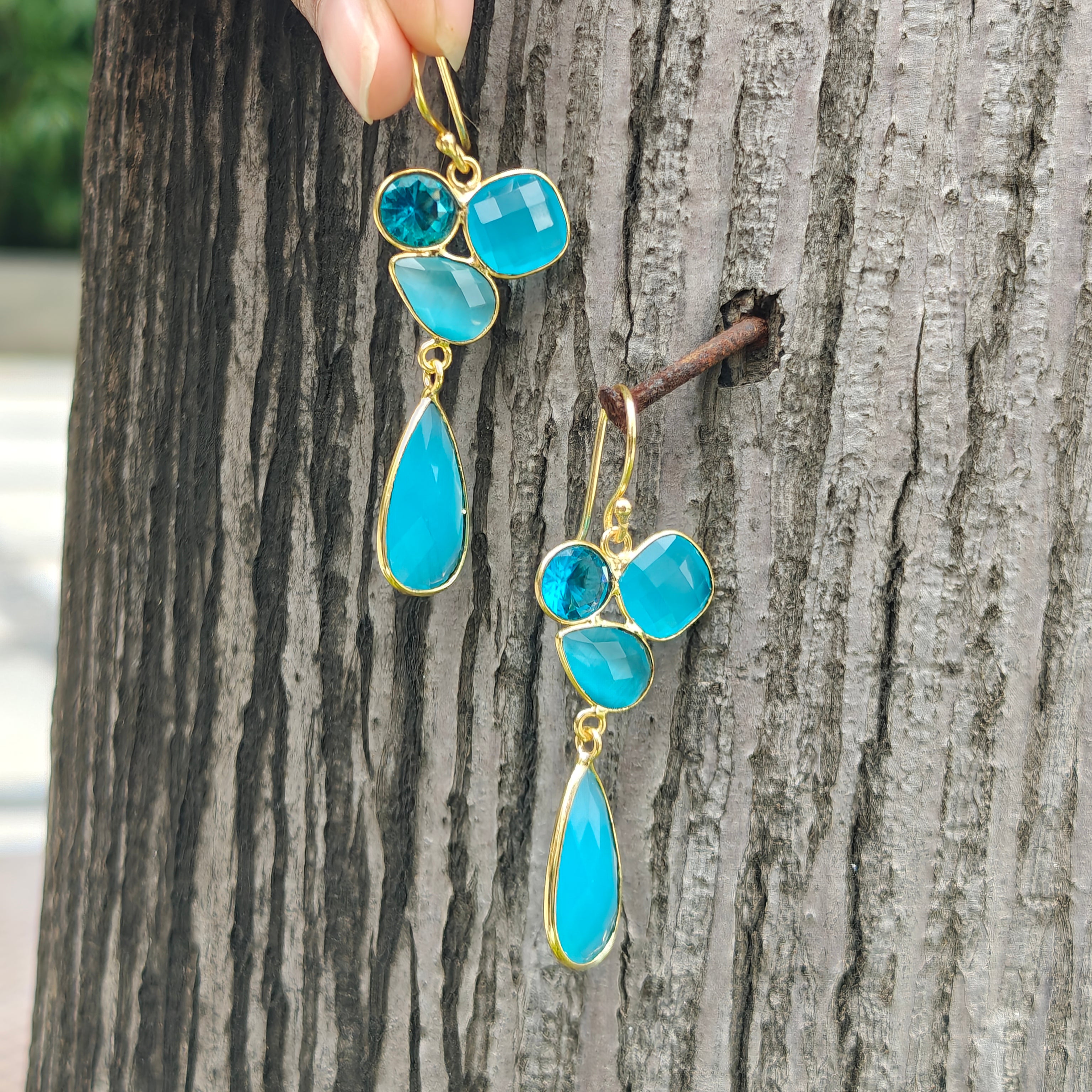 Rainbow Cluster Drop earrings