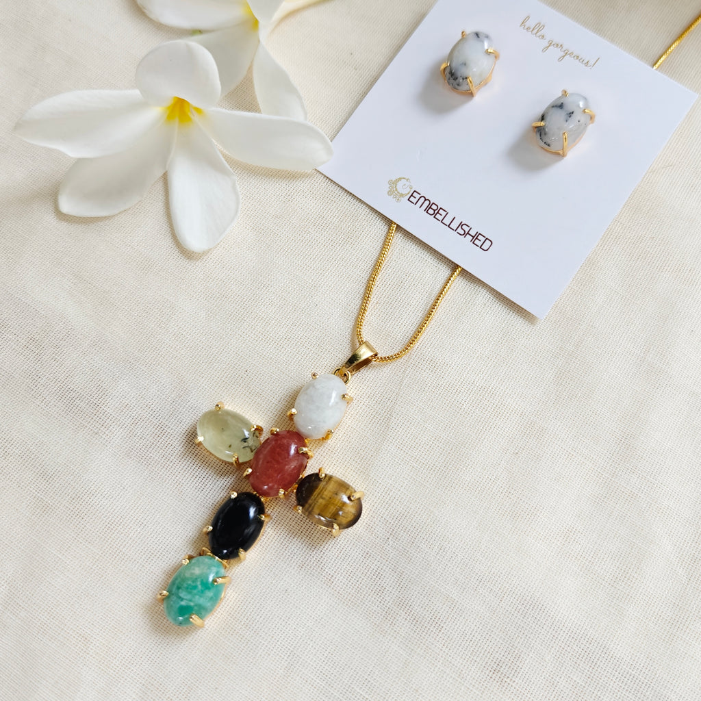 Mystic Gemstone Mosaic Necklace Set
