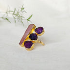 Purple Aura Raw Stone Ring