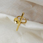 Golden Stick and Disc finger ring
