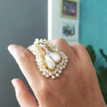 Baroque pearl and cluster pearls finger ring