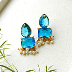 Royal Cyan Geometric Earrings