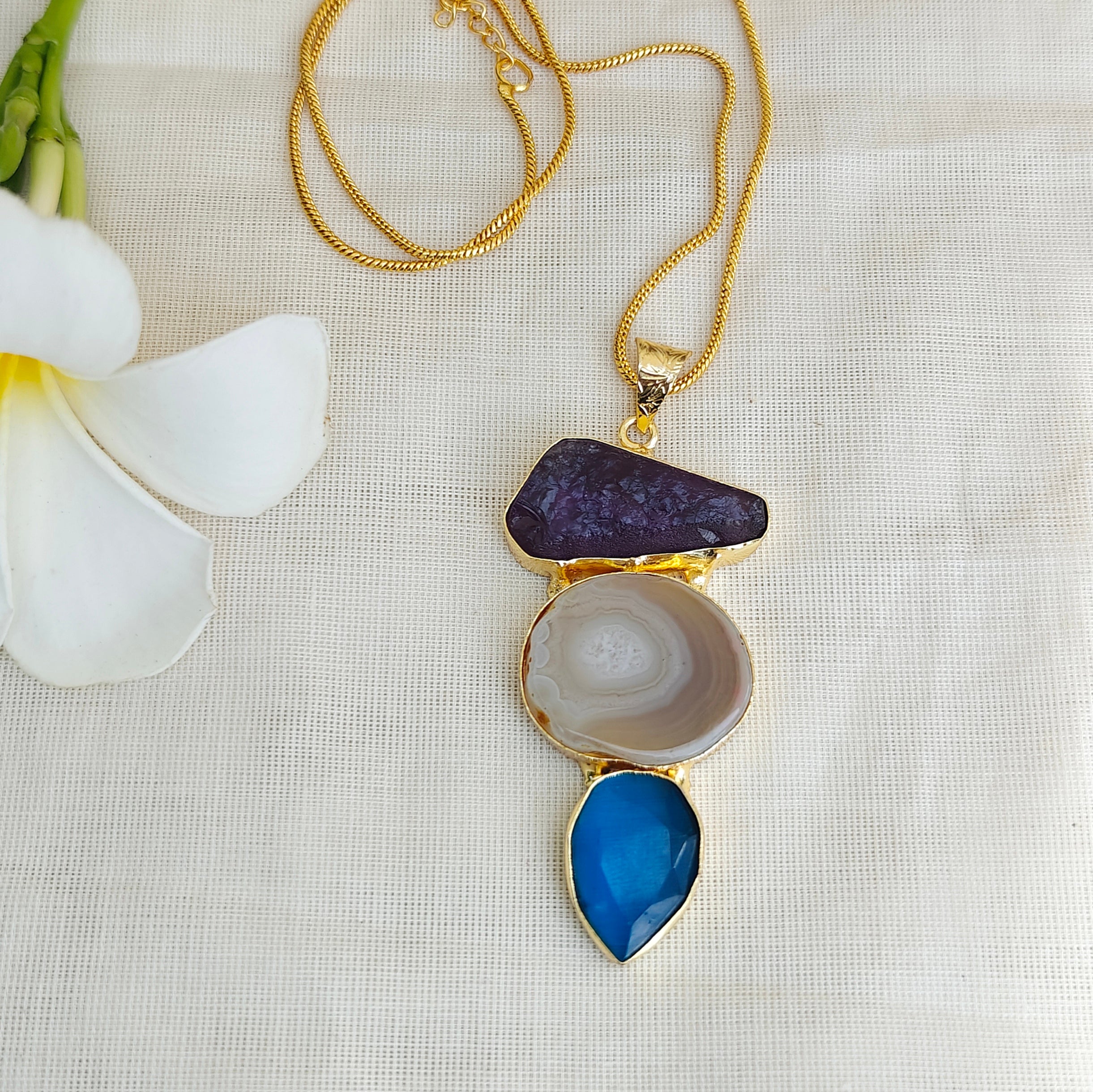 Gemstone Trio Pendant Chain