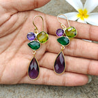 Rainbow Cluster Drop earrings