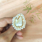 Baroque pearl and cluster pearls finger ring