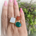 Mixed stones trio open finger ring