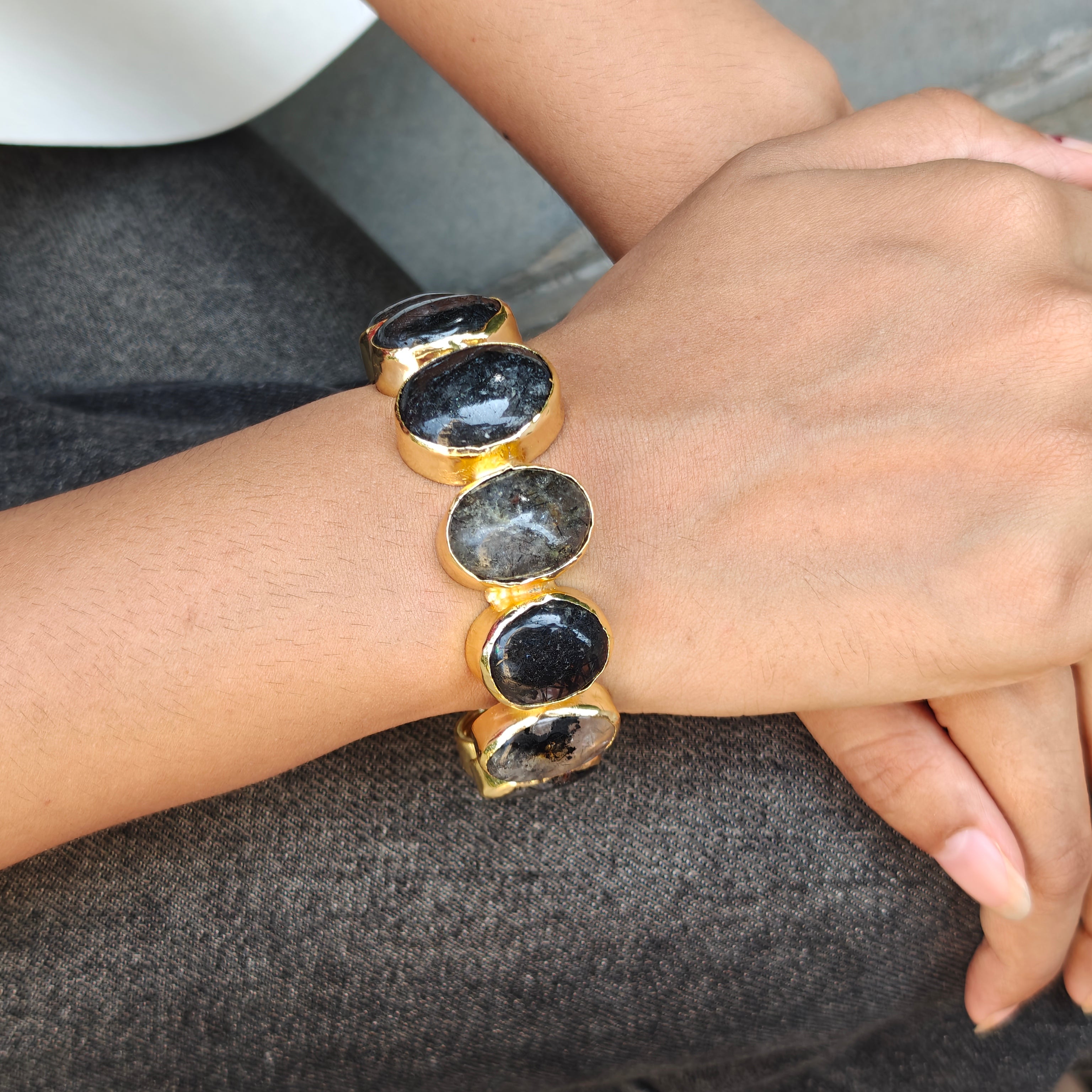 Rutile Quartz Orbit Statement Cuff