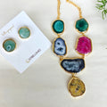 Midnight Agate Slice Necklace Set