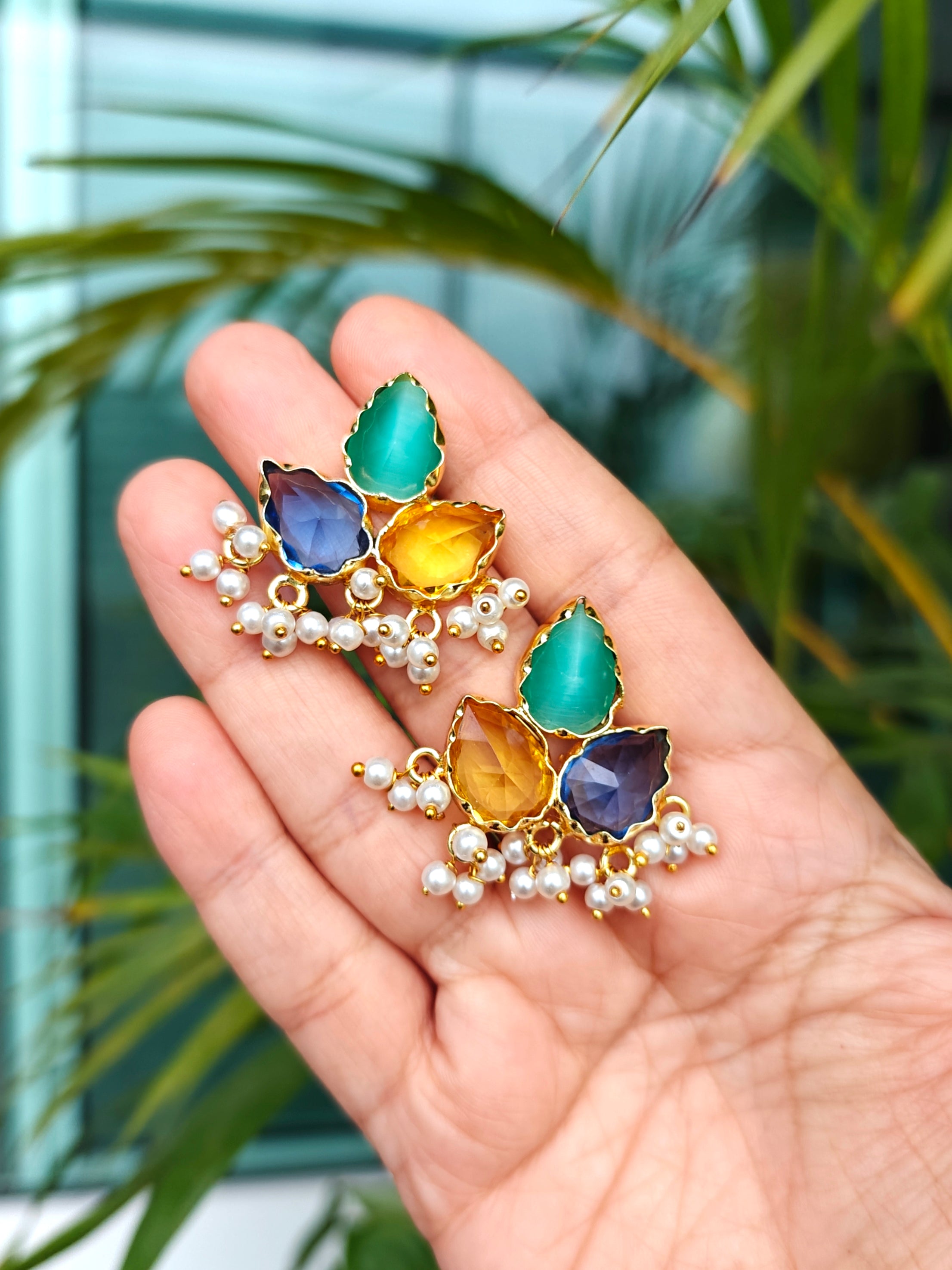 Tri-color Sparkle Earrings - pastel