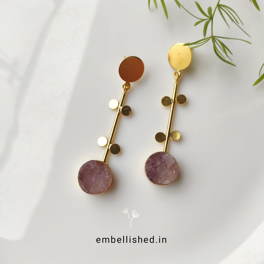 Long pendulum earrings - amethyst