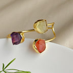 Raw Gemstone Trinity Cuff Bracelet