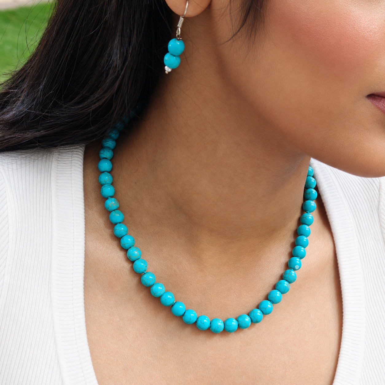 Natural stones beaded necklace and danglers