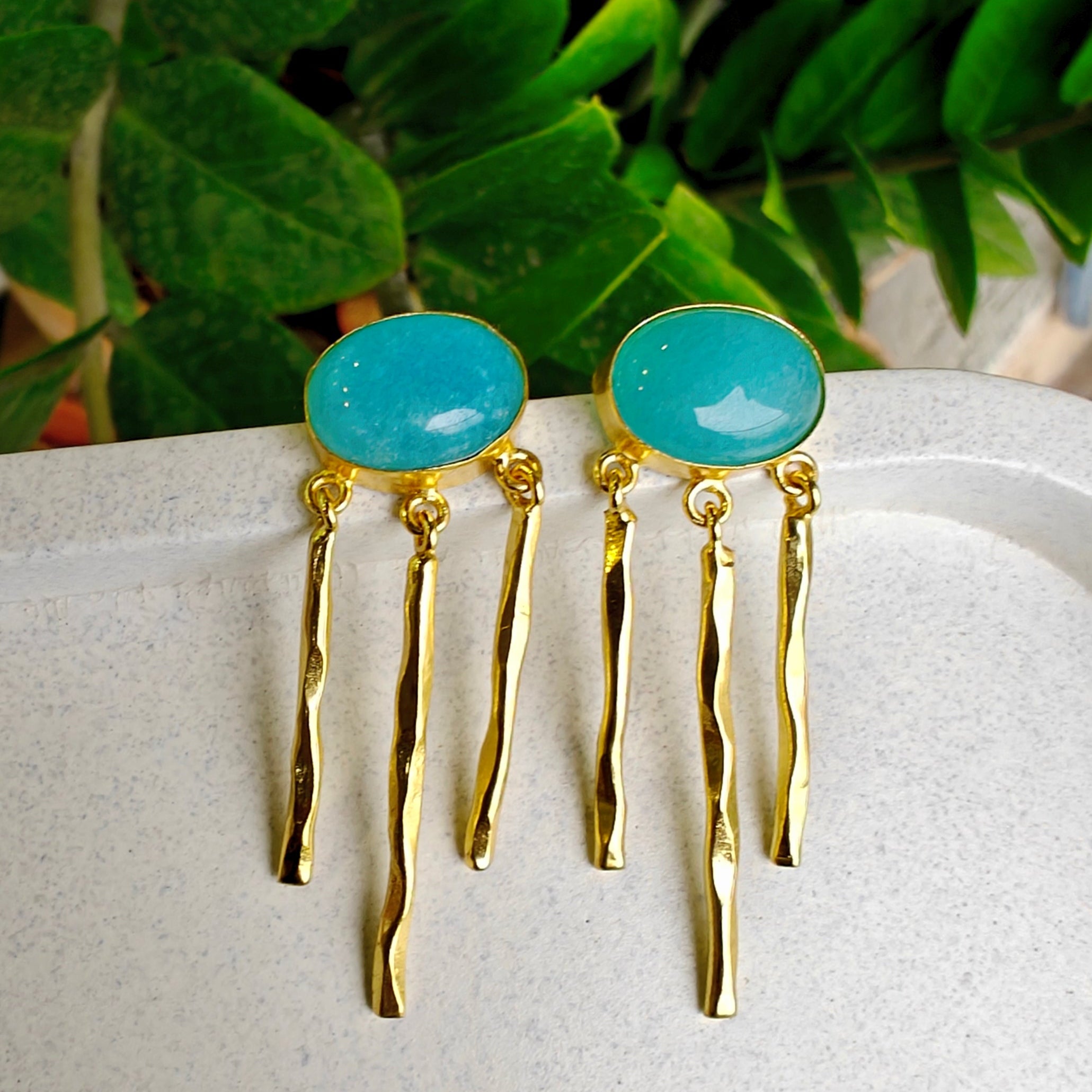 Cyan Pop Raindrop Earrings