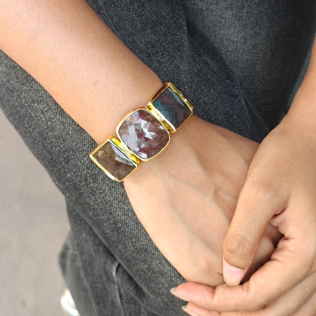 Faceted Bloodstone Statement Cuff