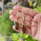 Loops with Chalcedony cabochon - brown