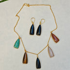 Multi Gemstone Charms Chain Necklace set