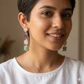 Raw natural stones rope earrings