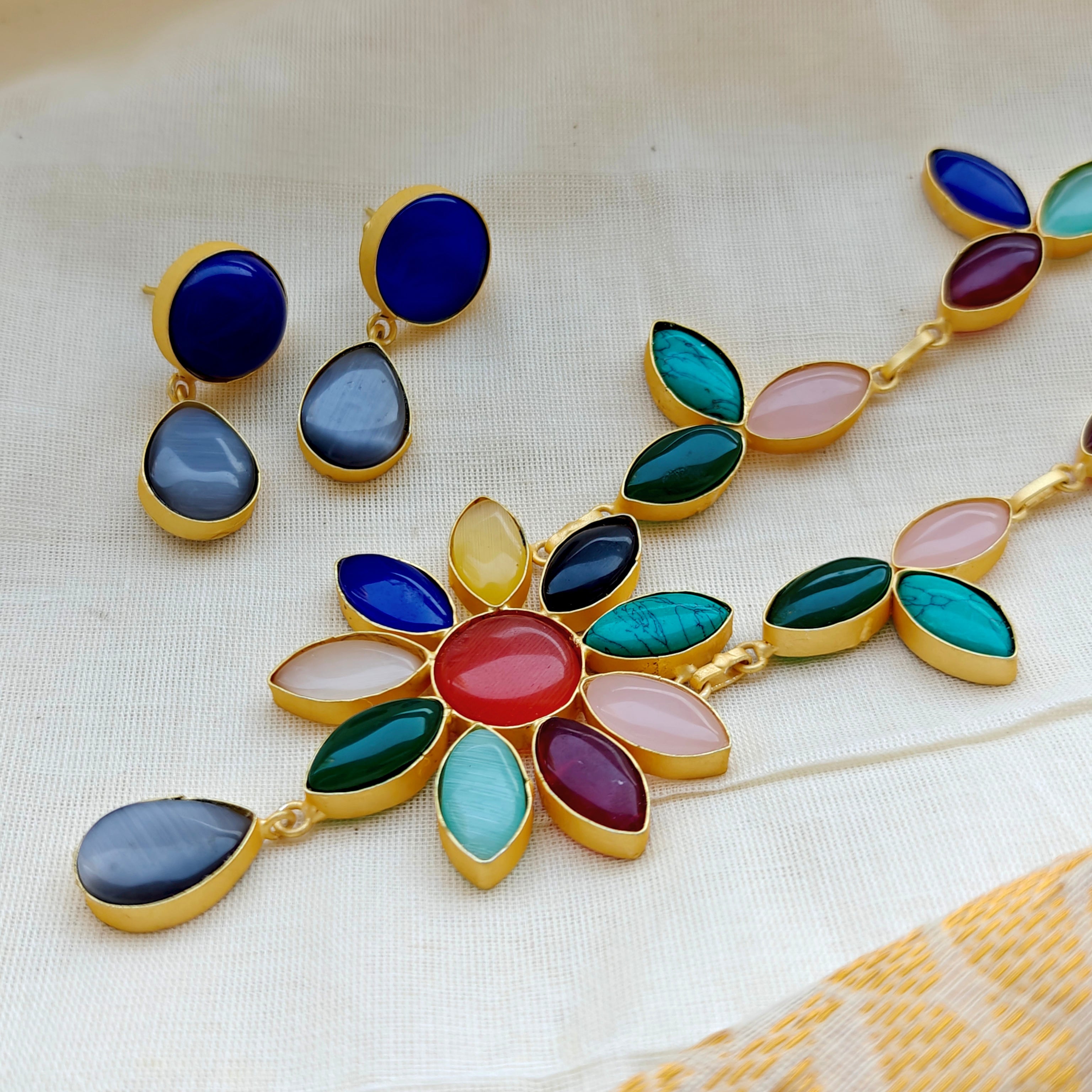 Floral Elegance Indo-western necklace set - multi
