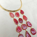 Red Agate Slice Cascade Collar Necklace