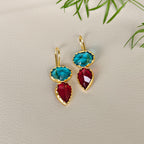 Sparkle Two Stones Drop Hooks - blue red