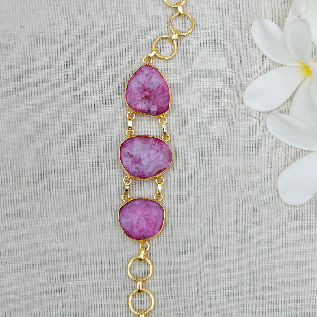 Pink Agate Candy Crush Stone Bracelet