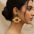 Large Bohemian studded drop earrings