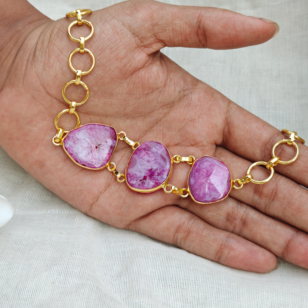 Pink Agate Candy Crush Stone Bracelet
