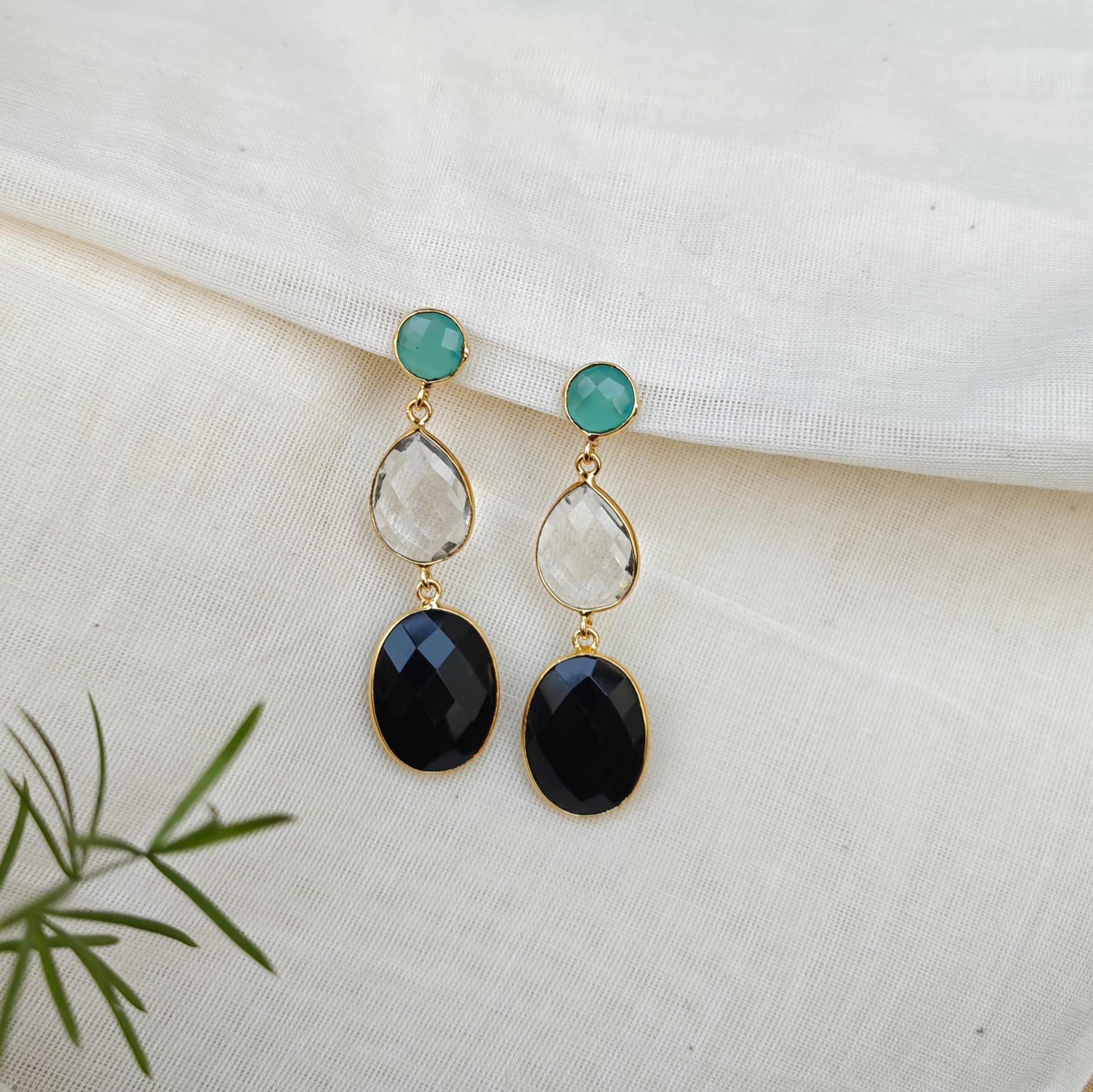 Three stone drop earrings - pastel