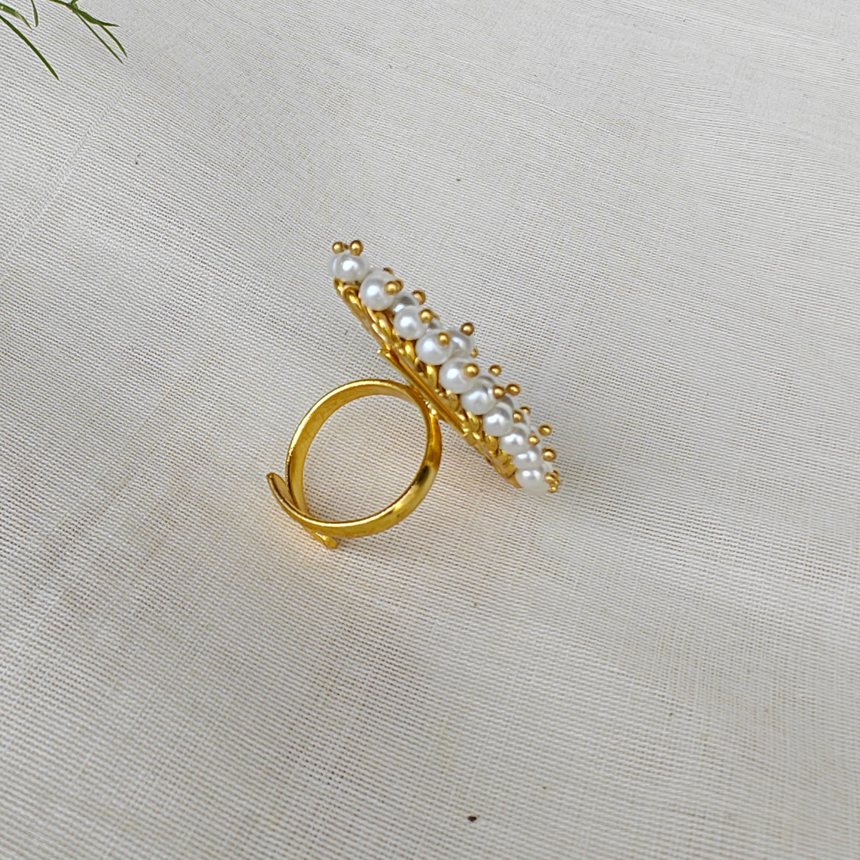 Monalisa Marquise Cluster pearls ring - yellow