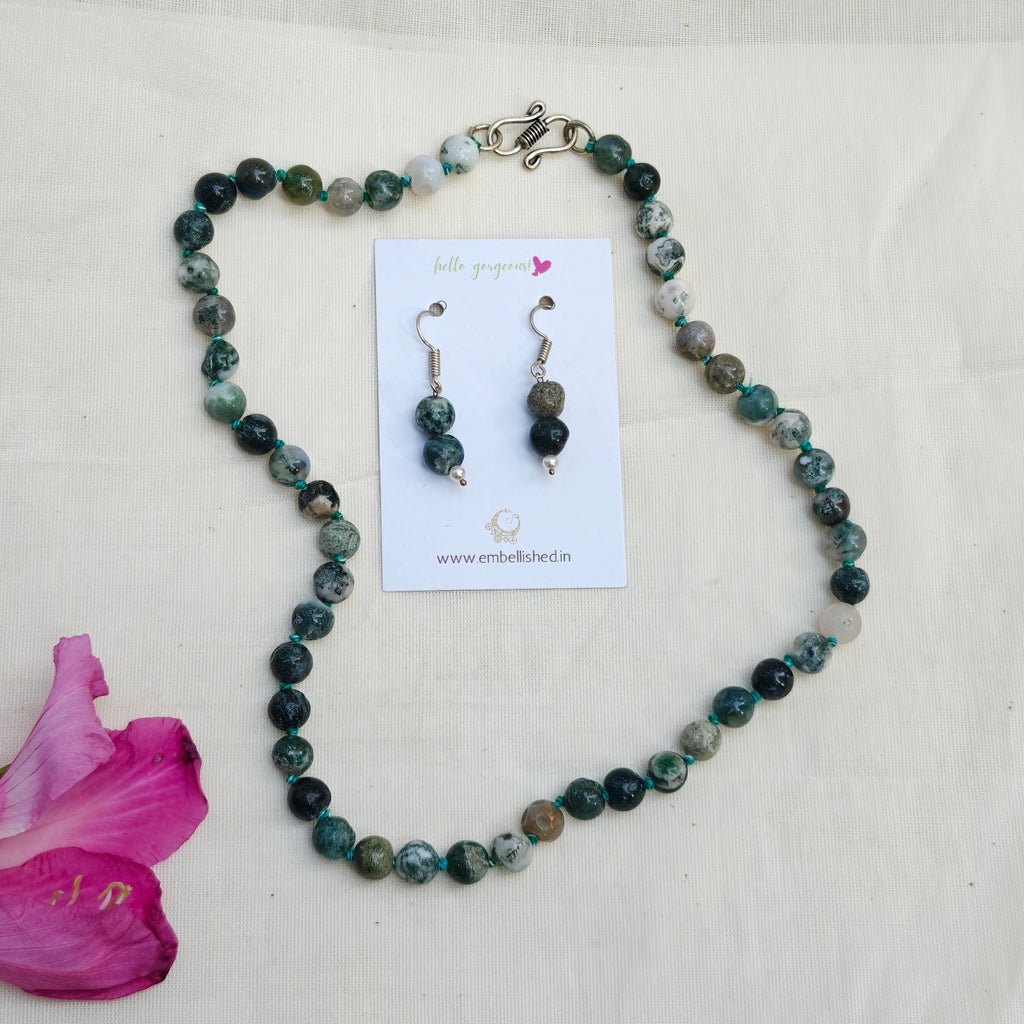 Natural stones beaded necklace and danglers