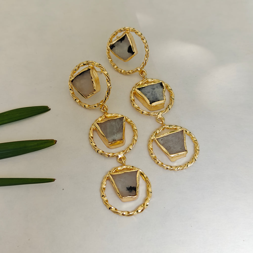 Aurelia Triple-Drop Moonstone Earrings
