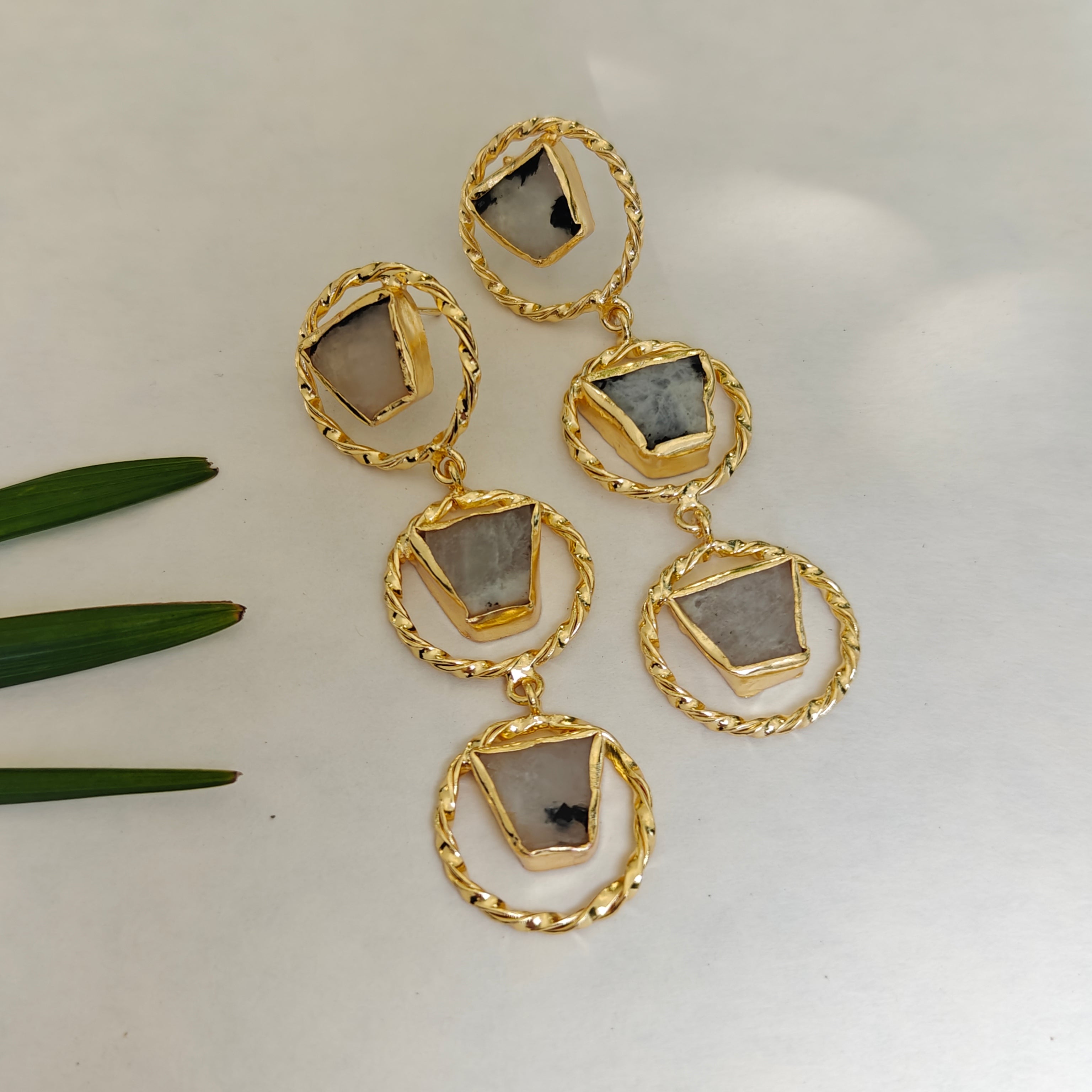 Aurelia Triple-Drop Moonstone Earrings