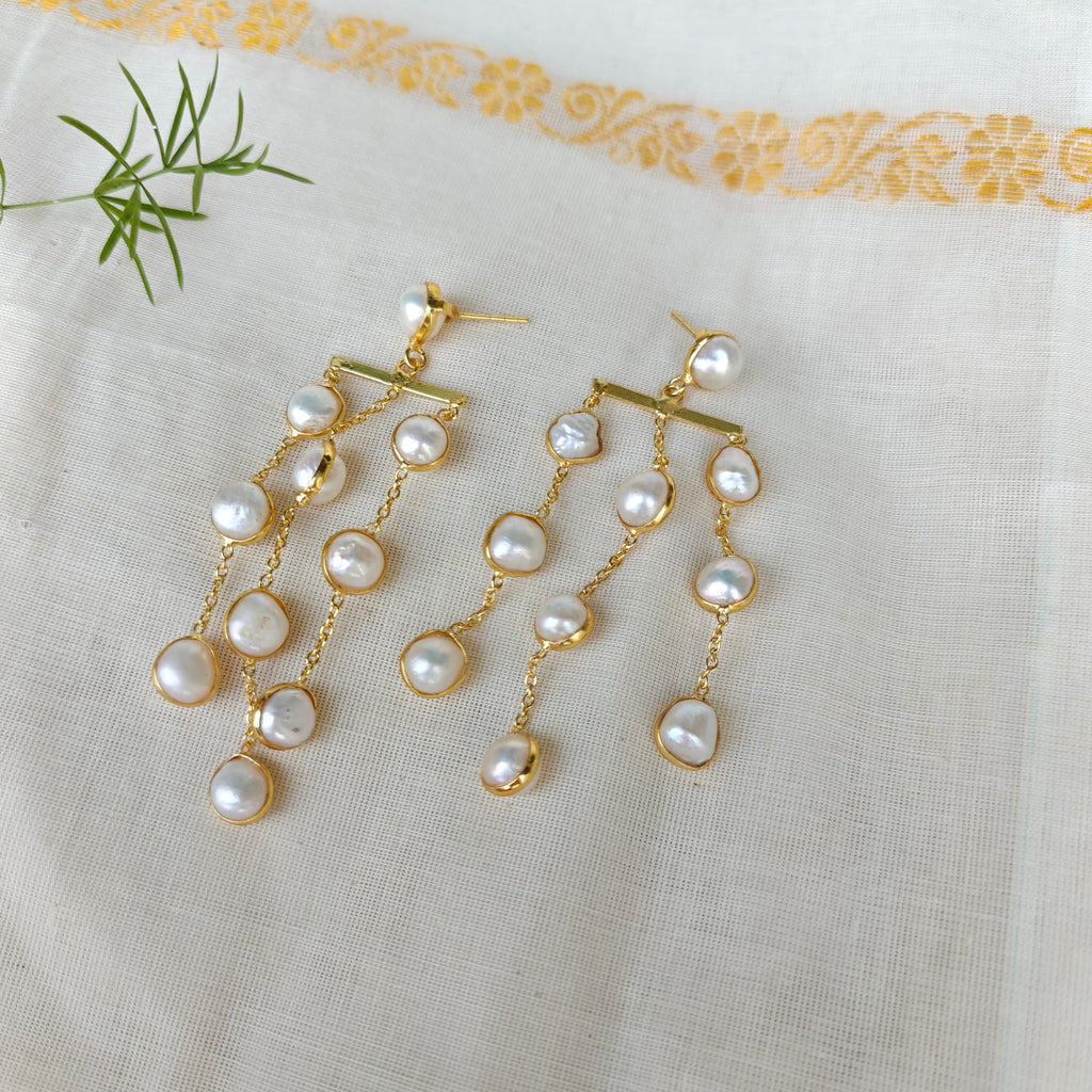Freshwater pearl waterfall earrings